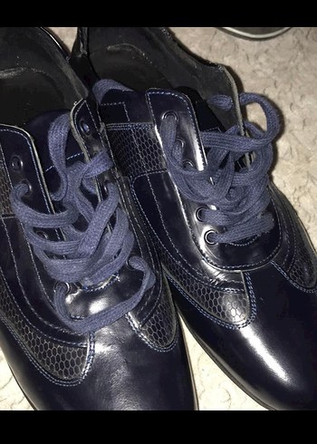 Koyu Mavi Goth Erkek Ayakkabı Bağı - Görsel 2