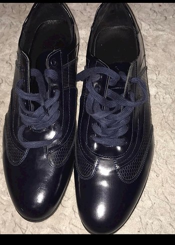 Koyu Mavi Goth Erkek Ayakkabı Bağı - Görsel 5