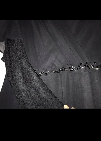 Uzun Siyah Gotik Abiye Elbise - Görsel 5