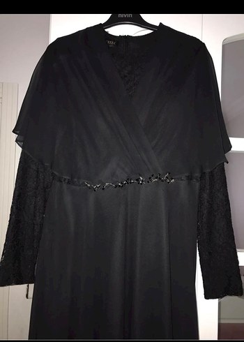 Uzun Siyah Gotik Abiye Elbise - Görsel 6