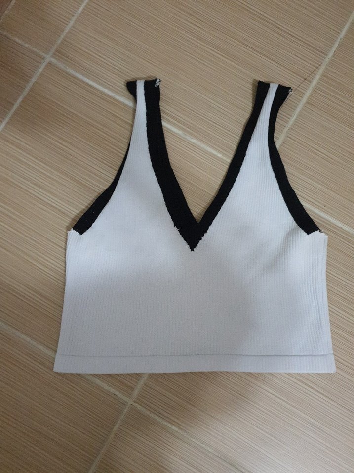 V Yaka Beyaz Mini Atlet - Görsel 2