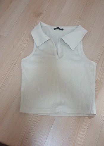 Kolsuz Bej Keten Mini Yaka Detaylı Kadın Yelek - Görsel 2