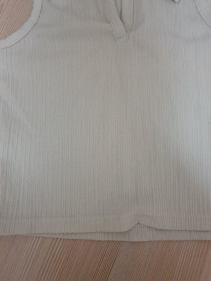 Kolsuz Bej Keten Mini Yaka Detaylı Kadın Yelek - Görsel 3