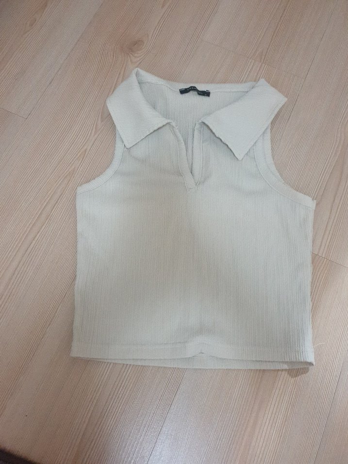 Kolsuz Bej Keten Mini Yaka Detaylı Kadın Yelek - Görsel 2