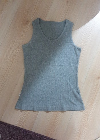 Kadın Gri Kolsuz Keten Atlet - Görsel 2