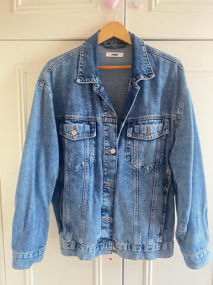 Oversize Denim Ceket Mavi - Görsel 3