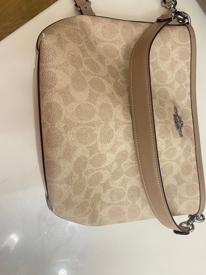 Bej Deri Coach Kadın Çanta - Görsel 4