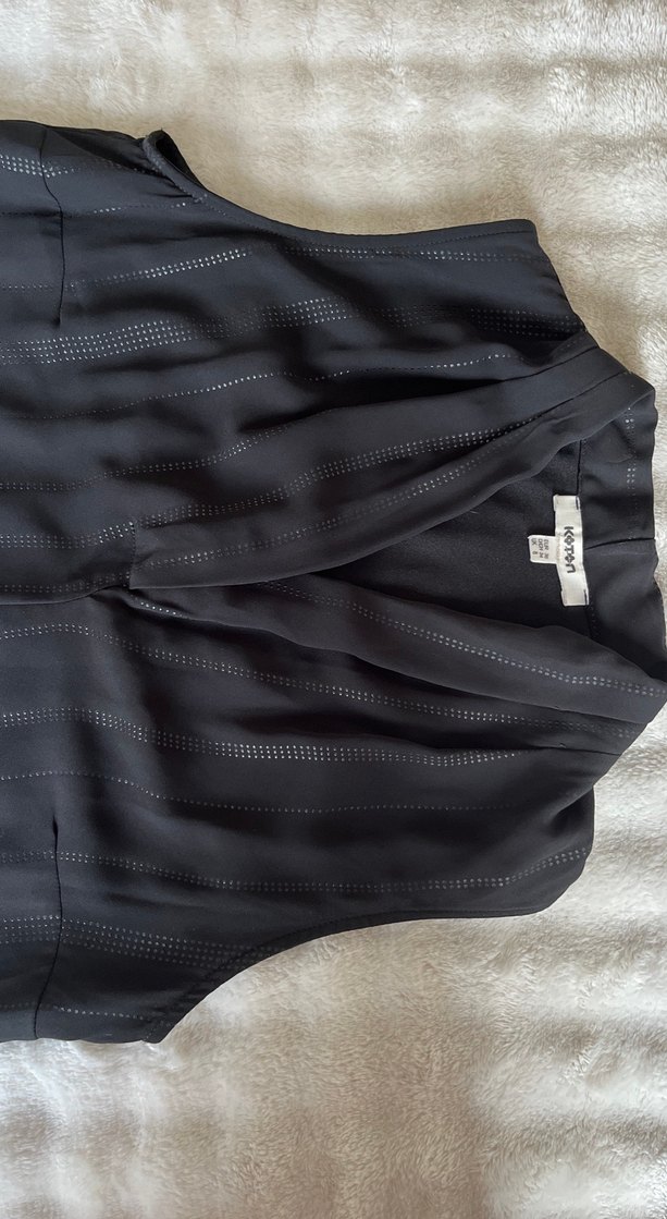 Siyah V Yaka Kolsuz Elbise - Görsel 4