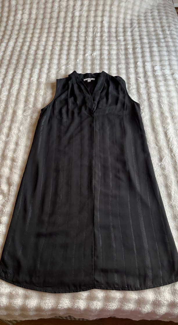 Siyah V Yaka Kolsuz Elbise - Görsel 3