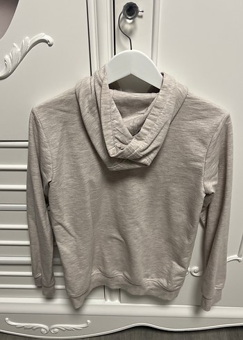 Kız Çocuk Gri Kapüşonlu Fermuarlı Sweatshirt - Görsel 2