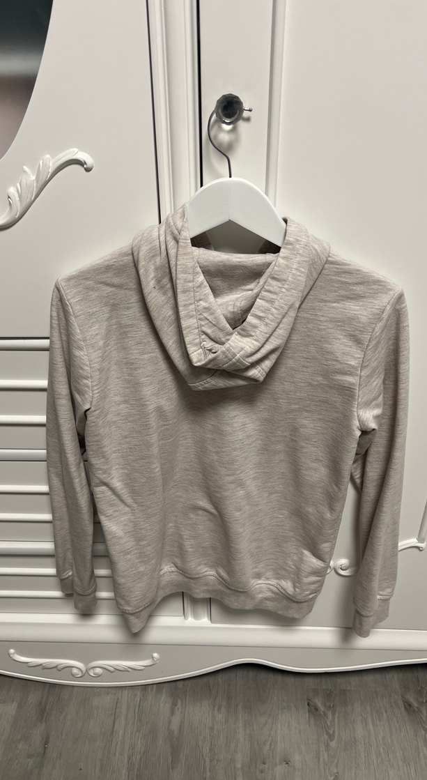 Kız Çocuk Gri Kapüşonlu Fermuarlı Sweatshirt - Görsel 2