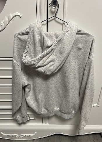 Gri Kapüşonlu Fermuarlı Sweatshirt - Görsel 2