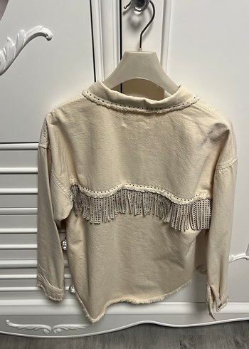 Bej Nakışlı Uzun Kollu Jean Gömlek - Görsel 2