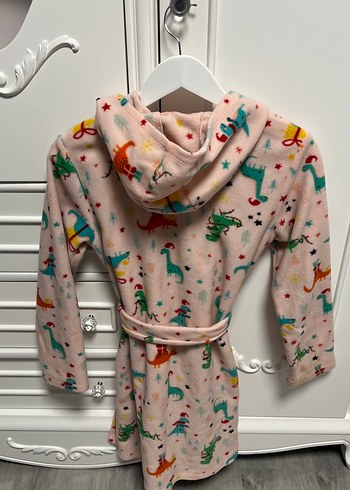 Kız Çocuk Kapüşonlu Pembe Desenli Sabahlık - Görsel 2