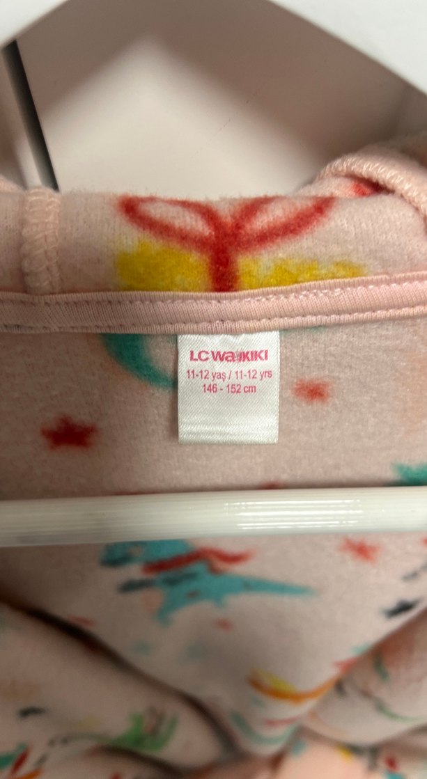 Kız Çocuk Kapüşonlu Pembe Desenli Sabahlık - Görsel 3