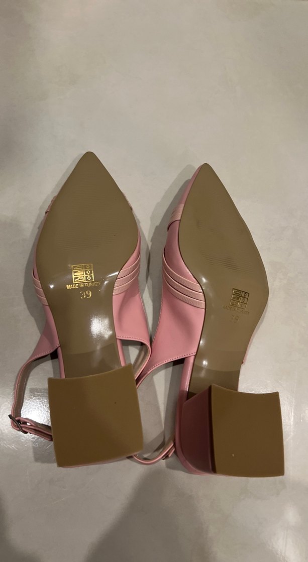 Pudra Rengi Tokalı Kalım Topuklu Kadın Ayakkabı - Görsel 3