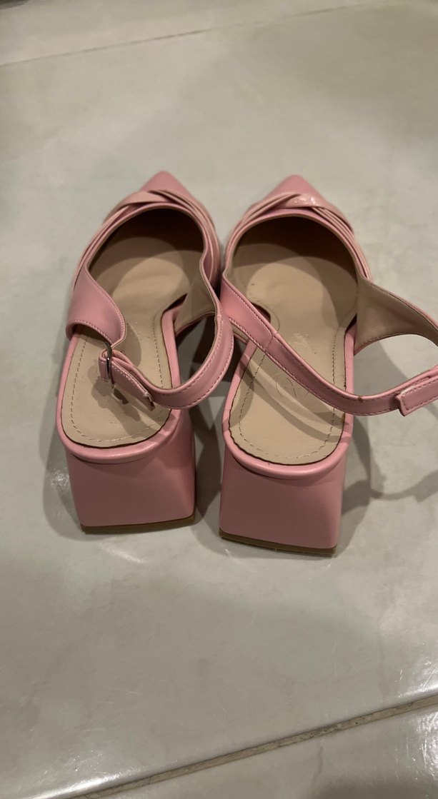 Pudra Rengi Tokalı Kalım Topuklu Kadın Ayakkabı - Görsel 2