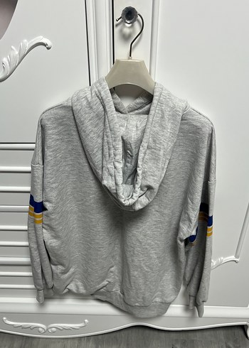 Gri Baskılı Kapüşonlu Kadın Sweatshirt - Görsel 2