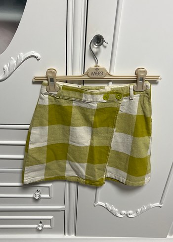 Yeşil Kareli Kız Çocuk Oduncu Gömlek ve Etek Takım - Görsel 2