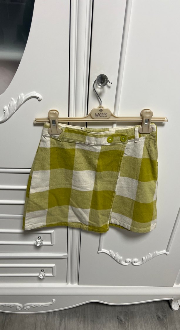 Yeşil Kareli Kız Çocuk Oduncu Gömlek ve Etek Takım - Görsel 2