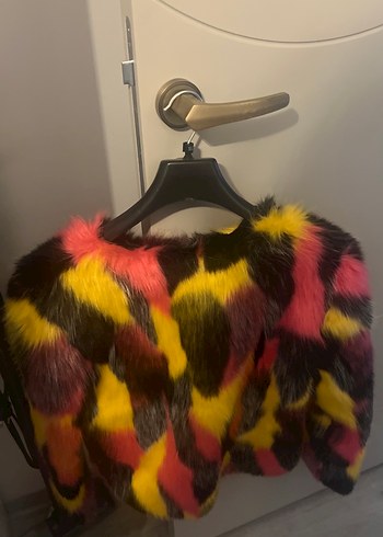 Çok Renkli Mini Kürk Ceket - Görsel 2