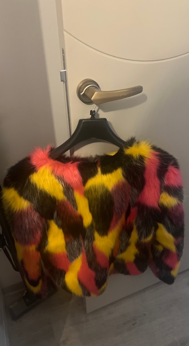 Çok Renkli Mini Kürk Ceket - Görsel 2