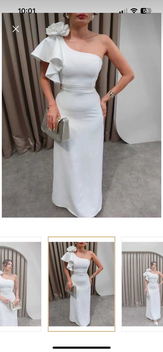 Beyaz Drapeli Straplez Uzun Elbise - Görsel 3