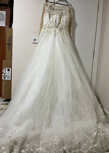 Uzun Kollu Prenses Gelinlik - Görsel 3