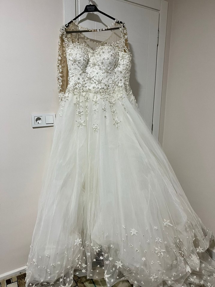 Uzun Kollu Prenses Gelinlik - Görsel 2