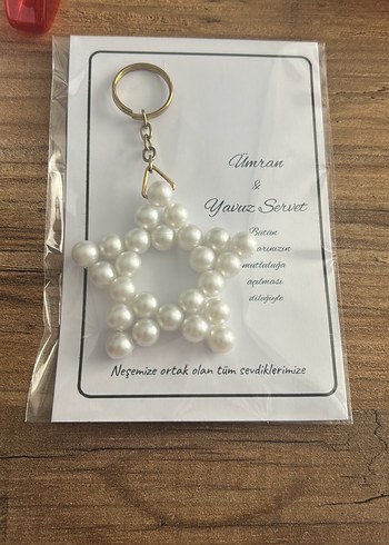 Boncuklu Beyaz Yıldız Anahtarlık - Görsel 2