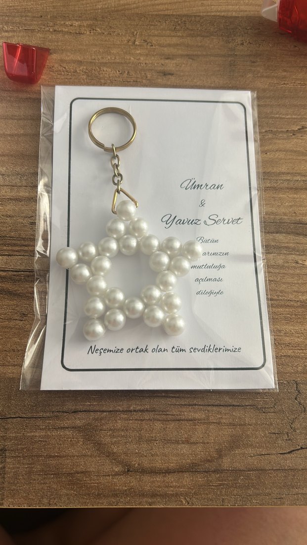 Boncuklu Beyaz Yıldız Anahtarlık - Görsel 2