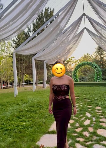 Zara straplez pullu payetli midi abiye elbise - Görsel 2