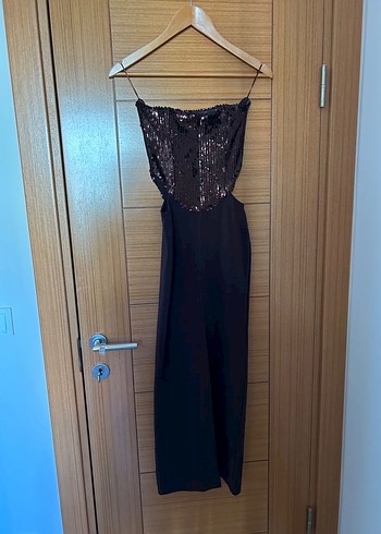 Zara straplez pullu payetli midi abiye elbise - Görsel 5