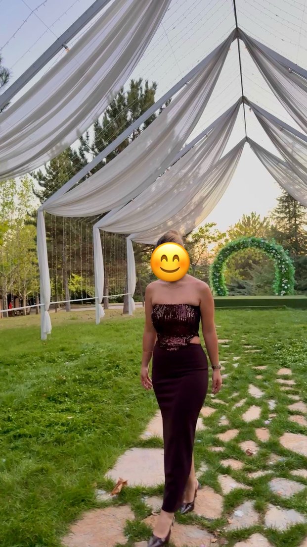 Zara straplez pullu payetli midi abiye elbise - Görsel 2