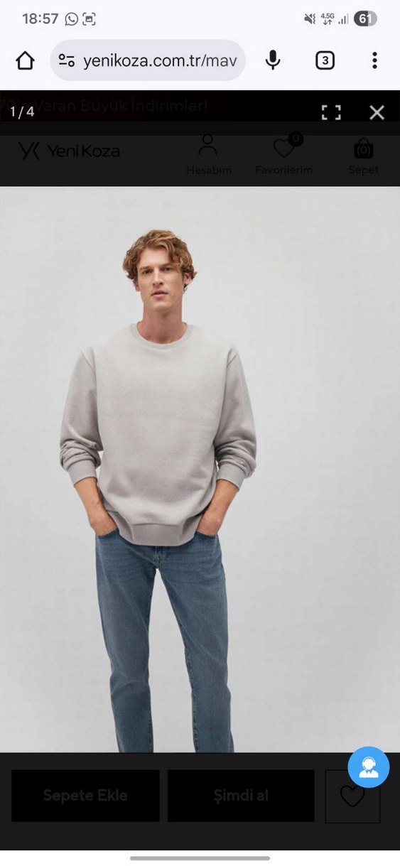 Mavi Sweatshırt unısex giyim - Görsel 2