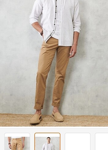  Erkek Camel Slim Fit Dar Kesim Chino