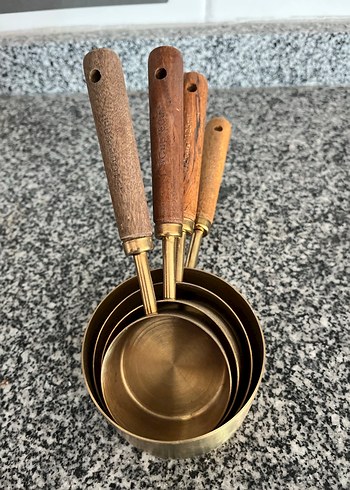 Altın renkli ahşap saplı ölçü kaşık seti - Görsel 3