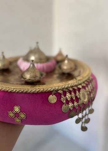 Pembe Parlak Süslemeli Sepet kına sepeti - Görsel 3