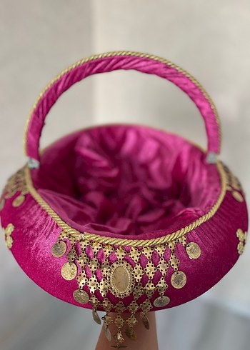 Pembe Parlak Süslemeli Sepet kına sepeti - Görsel 6