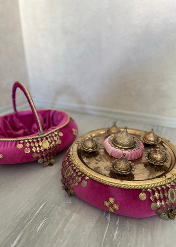 Diğer Pembe Parlak Süslemeli Sepet kına sepeti