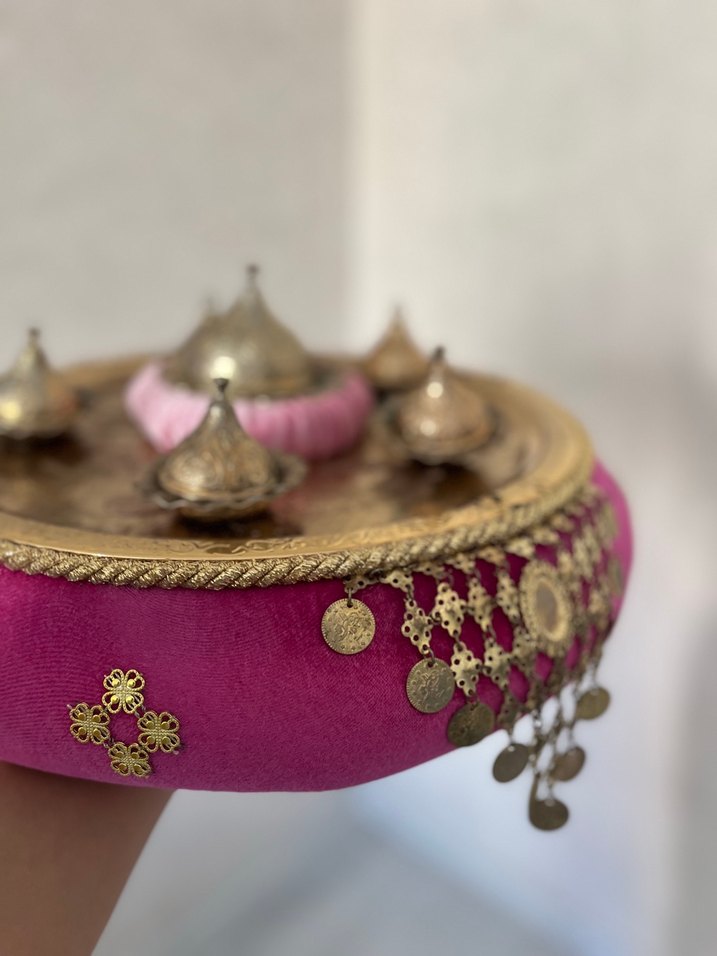 Pembe Parlak Süslemeli Sepet kına sepeti - Görsel 3