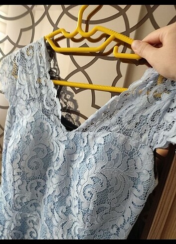 s Beden mavi Renk Güpürlü Elbise