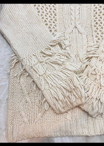 Bohem Kadın Bej Örgü Kazak - Görsel 2