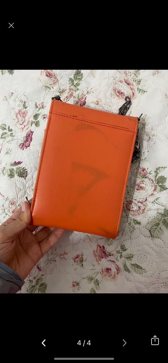 Turuncu Zincir Detaylı Deri Kadın Çapraz Çanta - Görsel 2