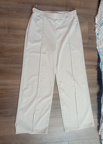 Bej Midi Kumaş Kadın Pantolon