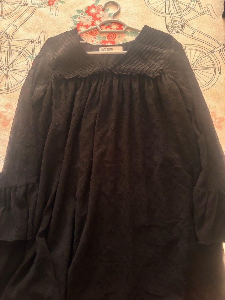 Drapeli Siyah Uzun Kollu Hamile Tunik - Görsel 5