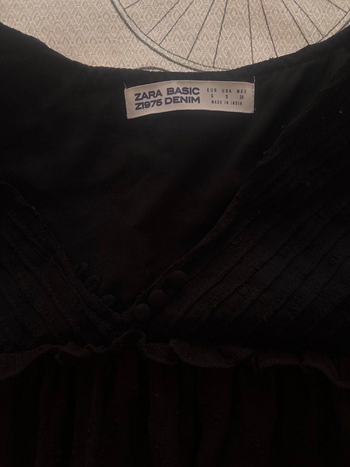 Drapeli Siyah Uzun Kollu Hamile Tunik - Görsel 4