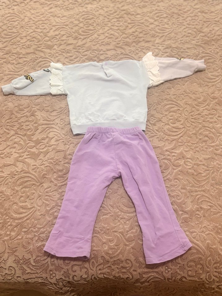 Dantel Detaylı Mor Bebek Kız Takımı - Görsel 2