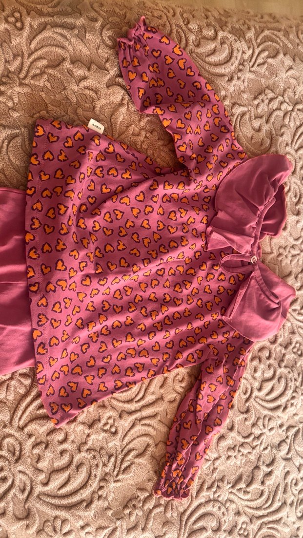 Uzun Kollu Fırfırlı Bebek Kız Takımı - Görsel 4