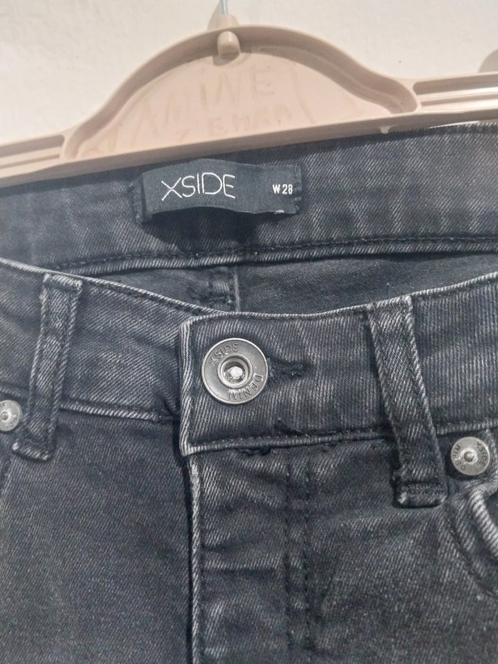 Gri Midi Boy Kemerli Kadın Kot Pantolon - Görsel 2